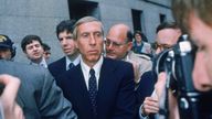 Ivan Boesky, centre, leaves federal court in New York, on 24 April 1987 after pleading guilty to one count of violating federal securities laws. Pic: AP Photo/G. Paul Burnett