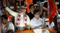 Narendra Modi during an election rally in Calcutta on 28 May. Pic: Reuters