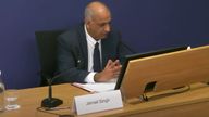 Jarnail Singh is seen giving evidence to the inquiry on Friday. Pic: Post Office Horizon IT Inquiry