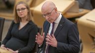 First Minister of Scotland John Swinney during First Minister&#39;s Questions at the Scottish Parliament in Holyrood, Edinburgh. Picture date: Thursday May 16, 2024.