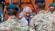 Pic: Reuters
King Charles visits the 3 Royal School of Military Engineering (RSME), the training base for the Army's Royal Engineers, in Minley, Britain, May 9, 2024. Jonathan Buckmaster/Pool via REUTERS