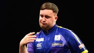 Luke Littler during the semi-final match against Michael Smith during the 2024 BetMGM Premier League play-off at The O2, London. Picture date: Thursday May 23, 2024.
