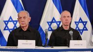 Israeli prime minister Benjamin Netanyahu and defense minister Yoav Gallant. Pic: Reuters