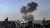 Smoke rises following Israeli airstrikes on Wednesday on Rafah. Pic: AP