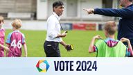 Prime Minister Rishi Sunak during his visit to Chesham United Football Club, while on the General Election campaign trail. Picture date: Monday May 27, 2024.