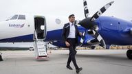 Pic: Stefan Rousseau/PA 
Prime Minister Rishi Sunak arrives at Inverness Airport, Scotland, while on the General Election campaign trail. Picture date: Thursday May 23, 2024. PA Photo. See PA story POLITICS Election. Photo credit should read: Stefan Rousseau/PA Wire