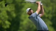 Scottie Scheffler watches his tee shot on the fifth hole during the final round of the PGA Championship golf tournament at the Valhalla Golf Club, Sunday, May 19, 2024, in Louisville, Ky. (AP Photo/Jon Cherry)