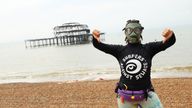 EDITORIAL USE ONLY People take part in a protest by Surfers Against Sewage (SAS), in Brighton, who are calling for an end to the sewage discharges plaguing the UK's rivers and seas. Picture date: Saturday May 18, 2024.