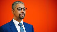 Vaughan Gething, at Cardiff University, after being elected as the next Welsh Labour leader and First Minister of Wales, the first black leader of any European country. Welsh Labour members have chosen Mr Gething, 49, to be their next party leader, succeeding Mark Drakeford, who has held the position since 2018. Picture date: Saturday March 16, 2024.
