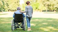 Senior man sitting on a wheelchair with caregiver stock photo
Senior Adult, Wheelchair, Home Caregiver, Community Outreach, Care