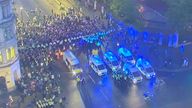 A breakaway group made its way down Bridge Street near Westminster Tube station