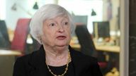 Janet Yellen is shown while speaking to Sky News on Tuesday