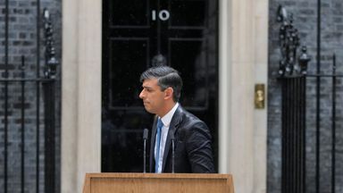 Britain&#39;s Prime Minister Rishi Sunak turns away after speaking to the media outside 10 Downing Street in London Wednesday, May 22, 2024, as he announced that he is to call a General Election for July 4. (AP Photo/Kin Cheung)