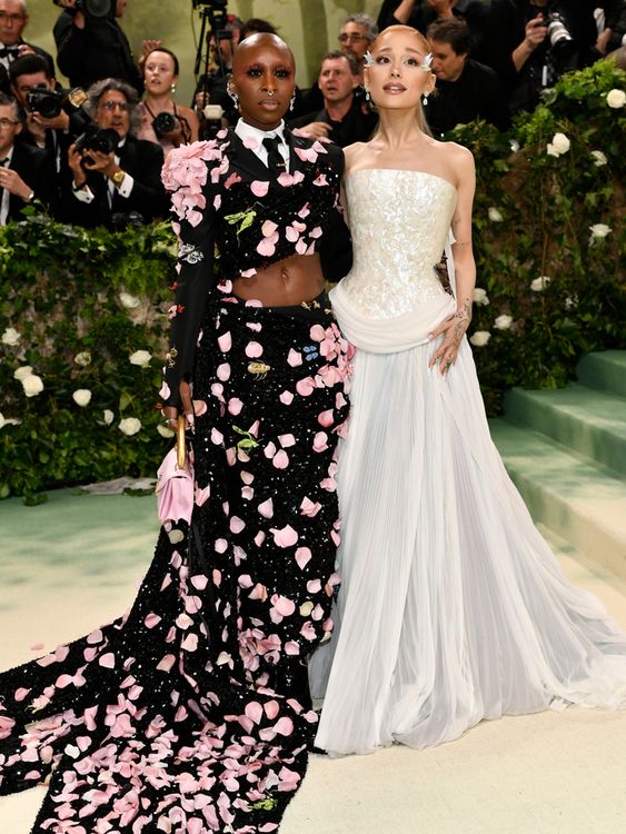 Cynthia Erivo, left, and Ariana Grande attend The Metropolitan Museum of Art&#39;s Costume Institute benefit gala celebrating the opening of the "Sleeping Beauties: Reawakening Fashion" exhibition on Monday, May 6, 2024, in New York. (Photo by Evan Agostini/Invision/AP)