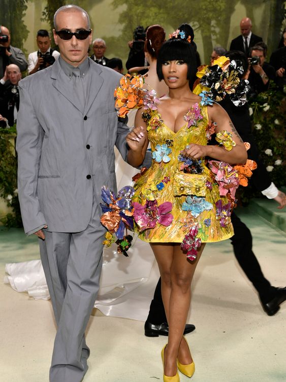 Francesco Risso, left, and Nicki Minaj attend The Metropolitan Museum of Art&#39;s Costume Institute benefit gala celebrating the opening of the "Sleeping Beauties: Reawakening Fashion" exhibition on Monday, May 6, 2024, in New York. (Photo by Evan Agostini/Invision/AP)