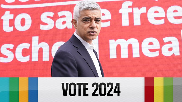 Pic: PA
Current Mayor of London and Labour party candidate Sadiq Khan at the launch of an advertising van for his campaign ahead of the London Mayoral election on Thursday. Picture date: Wednesday May 1, 2024.
