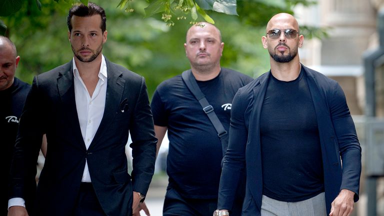 Andrew Tate and his brother Tristan arrive at the Court of Appeals building in Bucharest, Romania.
Pic AP