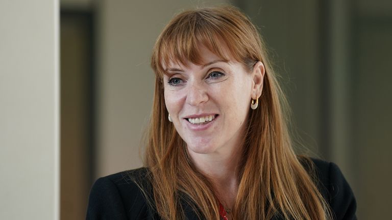 Labour Party deputy leader Angela Rayner talking to members of staff during a visit to London Stansted airport, in Essex Picture date: Wednesday May 29, 2024. Pic: PA