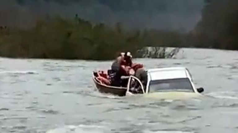 Elderly Couple Rescued After Truck Plunges Into Stream in Argentina