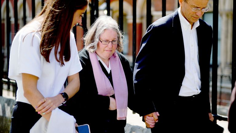 Auriol Grey leaves the Royal Courts of Justice. Pic PA