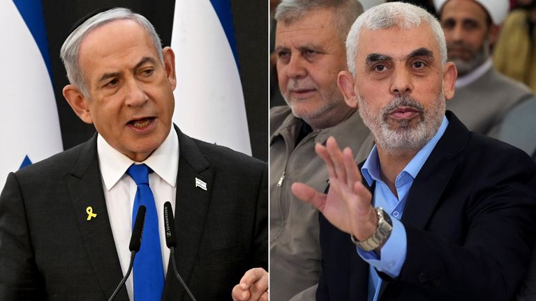 Benjamin Netanyahu and Yahya Sinwar.  Photos: AP