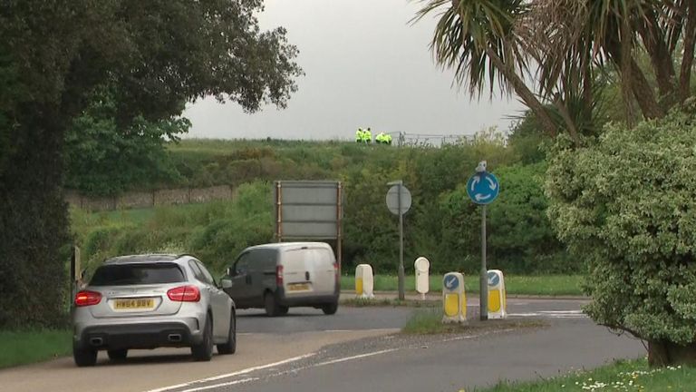 South West Water workers at the reservoir site of Alston and Hillhead in Brixham, Devon, looking for cryptosporidium