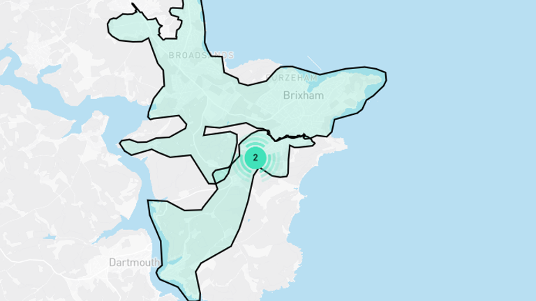An area around Brixham, Devon, affected by a 'boil your tap water' warning. Pic: South West Water