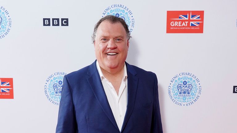 Sir Bryn Terfel poses backstage at the Coronation Concert held in the grounds of Windsor Castle, Berkshire, to celebrate the coronation of King Charles III and Queen Camilla, Sunday May 7, 2023. (Ian West/Pool via AP)