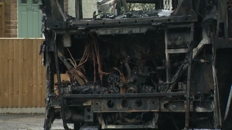  The rear of the bus, where the engine is, was especially badly damaged