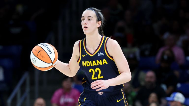 May 3, 2024; Dallas, Texas, USA; Indiana Fever guard Caitlin Clark (22) in action during the game against the Dallas Wings at College Park Center Credit: Kevin Jairaj-USA TODAY Sports
