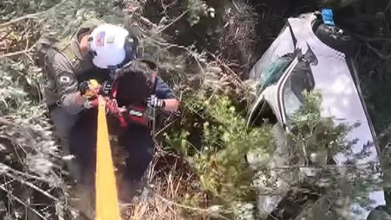 Crew Airlifts Car Wreck Victim From California Cliffside
