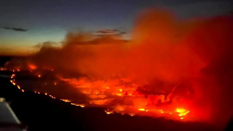 An aerial photograph of the Parker Lake wildfire taken by a British Columbia Emergency Health Services crew member near Fort Nelson, British Columbia, Canada. Pic: Andrei Axenov/BCEHS/handout via Reuters