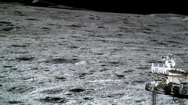 The far side of the moon, photographed by China&#39;s Chang&#39;e-4 probe. Pic: CNSA/Techniques Spatiales