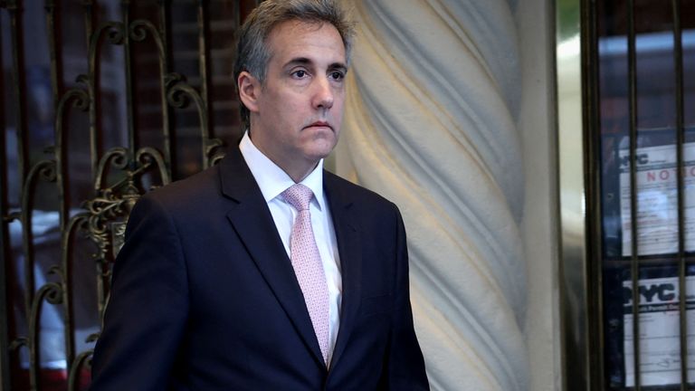 Michael Cohen leaving his Manhattan home to testify. Pic: Reuters