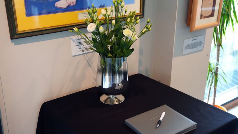 A book of condolences at New Road, home of Worcestershire CCC, in memory of Josh Baker.  Photo: PA