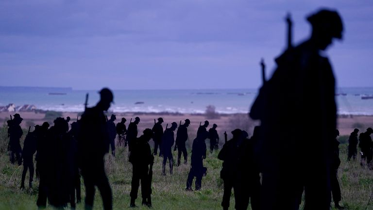 An installation at Gold Beach in Normandy commemorates the soldiers who died on D-Day. Pic: PA