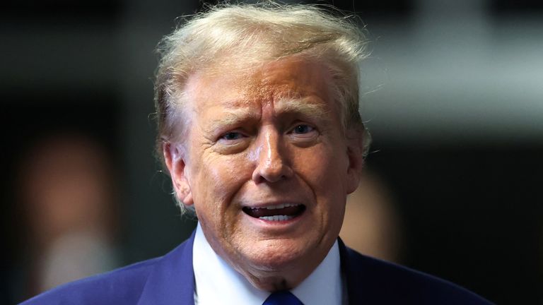 Donald Trump outside New York State Supreme Court. Pic: Reuters