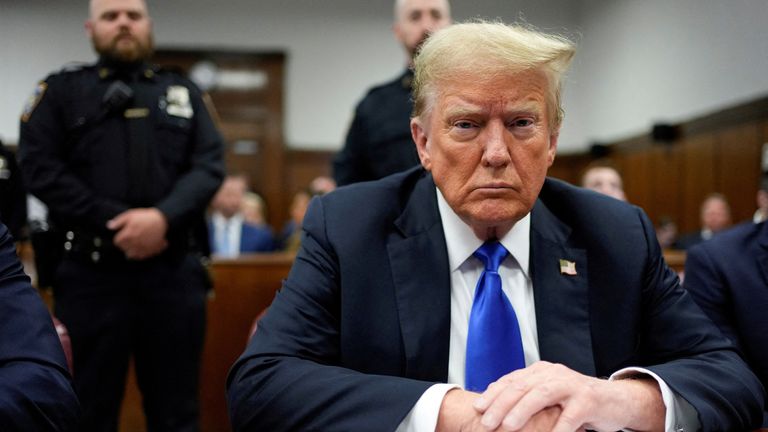 Donald Trump in court. Pic: Reuters