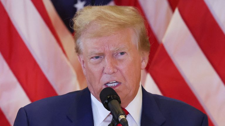 Republican presidential candidate and former U.S. President Donald Trump speaks during a press conference at Trump Tower in New York City, U.S., May 31, 2024. Pic: Reuters 