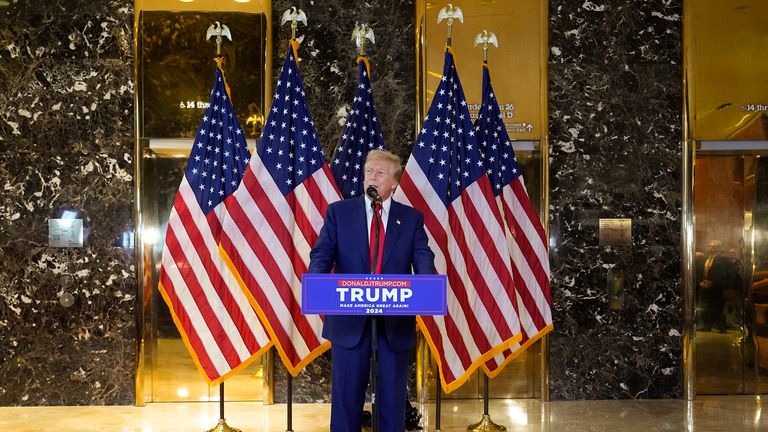 Former President Donald Trump speaks during a press conference at Trump Tower, Friday, May 31, 2024, in New York.  Photo: AP Photo/Julia Nikhinson