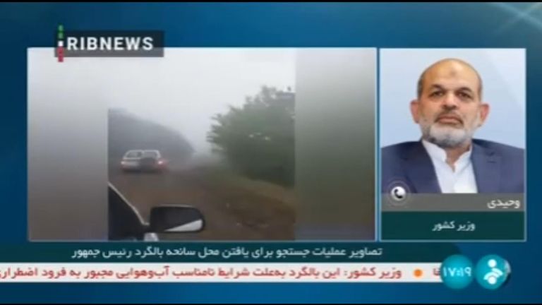 Helicopter carrying Iran&#39;s president Ebrahim Raisi involved in &#39;hard landing&#39; - state media. Pic: IRNA