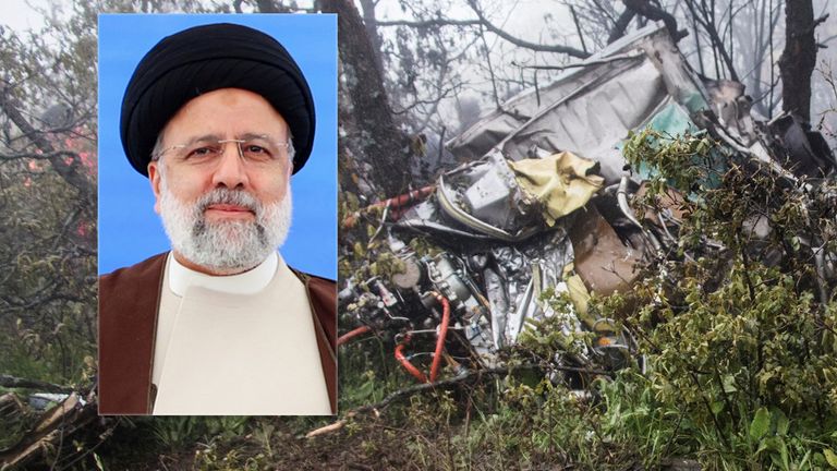 Pics: Iranian Presidency Office/AP/Reuters

A view of the wreckage of Iranian president Ebrahim Raisi's helicopter at the crash site on a mountain in Varzaghan area, northwestern Iran, May 20, 2024. Stringer/WANA (West Asia News Agency) via REUTERS ATTENTION EDITORS - THIS IMAGE HAS BEEN SUPPLIED BY A THIRD PARTY....