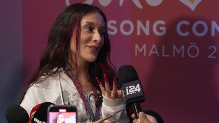 Eden Golan talks to Siobhan Robbins at Eurovision in Malmo, Sweden