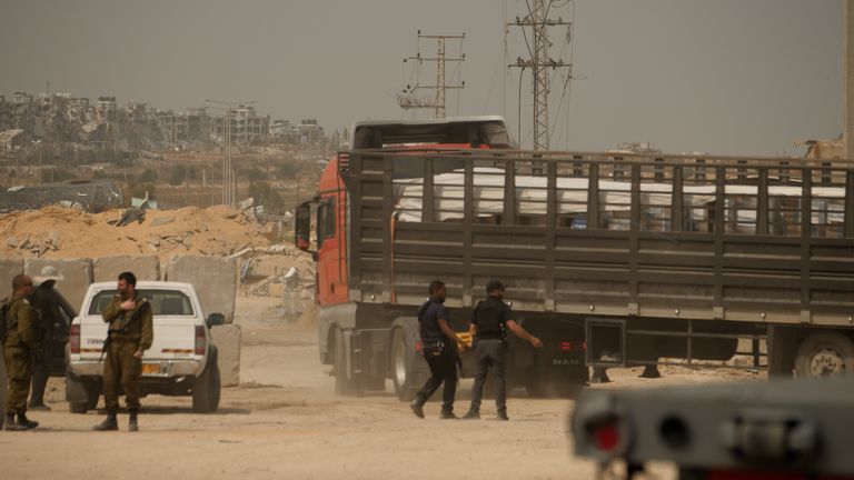 Aid trucks entering Gaza