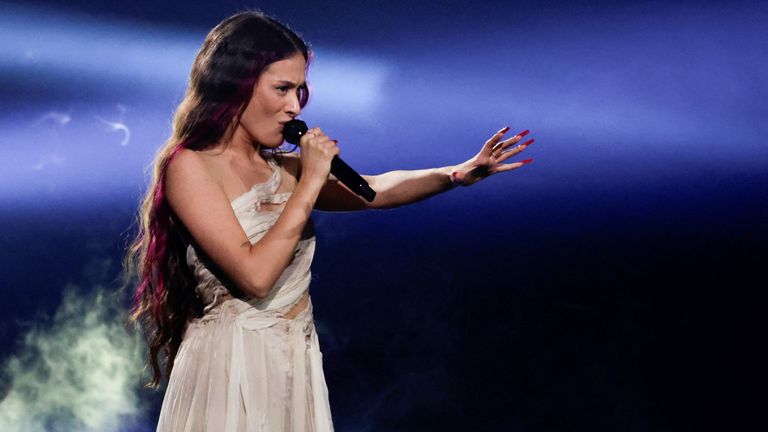Israel's Eden Golan performing Hurricane. Pic: Reuters/Leonhard Foeger