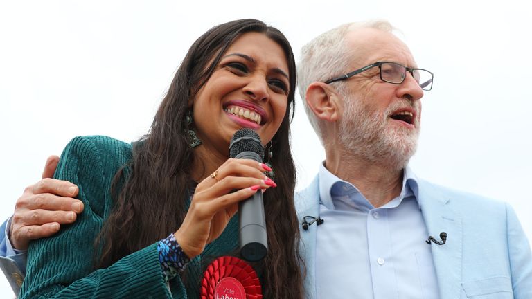 Faiza Shaheen with Jeremy Corbyn in 2019. Pic: PA