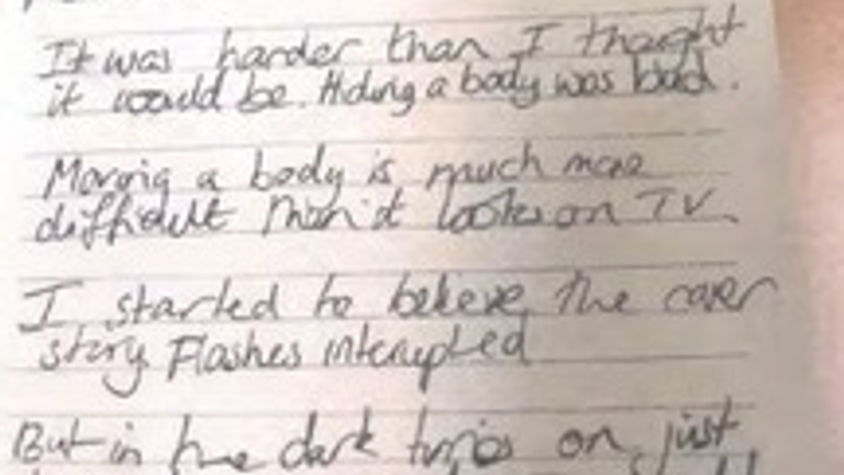 Fiona Beal’s journal in which she wrote: "Hiding a body was hard."Pic: Northamptonshire Police