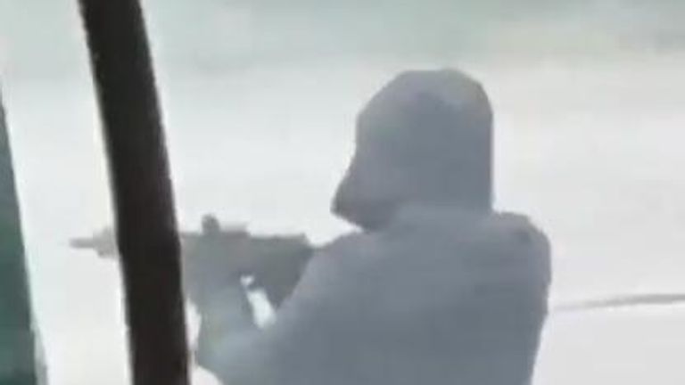 Footage shows a gunman at the scene