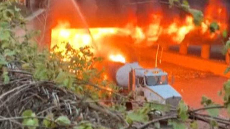 Fuel tanker on fire in Connecticut