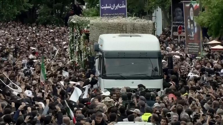 Mourners lined the streets of the Iranian city of Tabriz to farewell President Ebrahim Raisi who was killed in a helicopter crash.